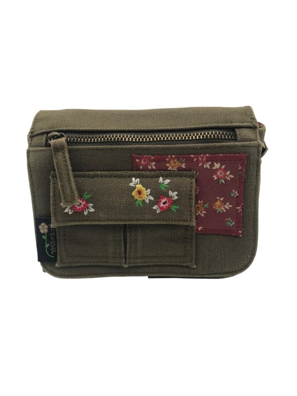 "Whatever" Olive Green Fabric Crossbody